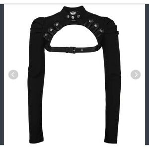 KILLSTAR Sz XL Black Bolero Silver Buttons Military Goth Zodiac Witchy Topper